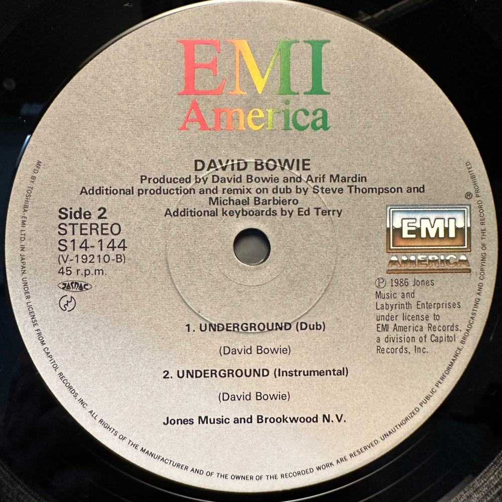 David Bowie - Underground (Extended Dance Mix) Япония 1986г. 12", 45 RPM