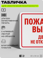 Табличка для обеспечения безопасности "Пожарный выход, дверь не открывать", для офиса, по охране труда для предприятия, организаций, 40х30 см, Silver Plane x Айдентика Технолоджи