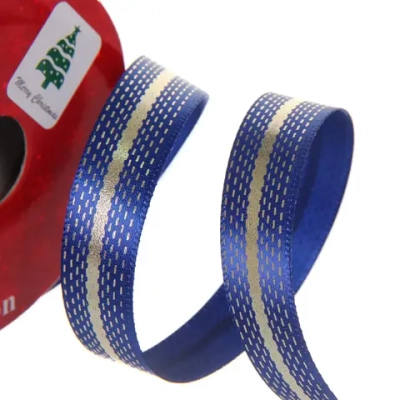 Лента для декорирования «Сияние» 1,5 см, 2,7 м, Сапфир/шампань
