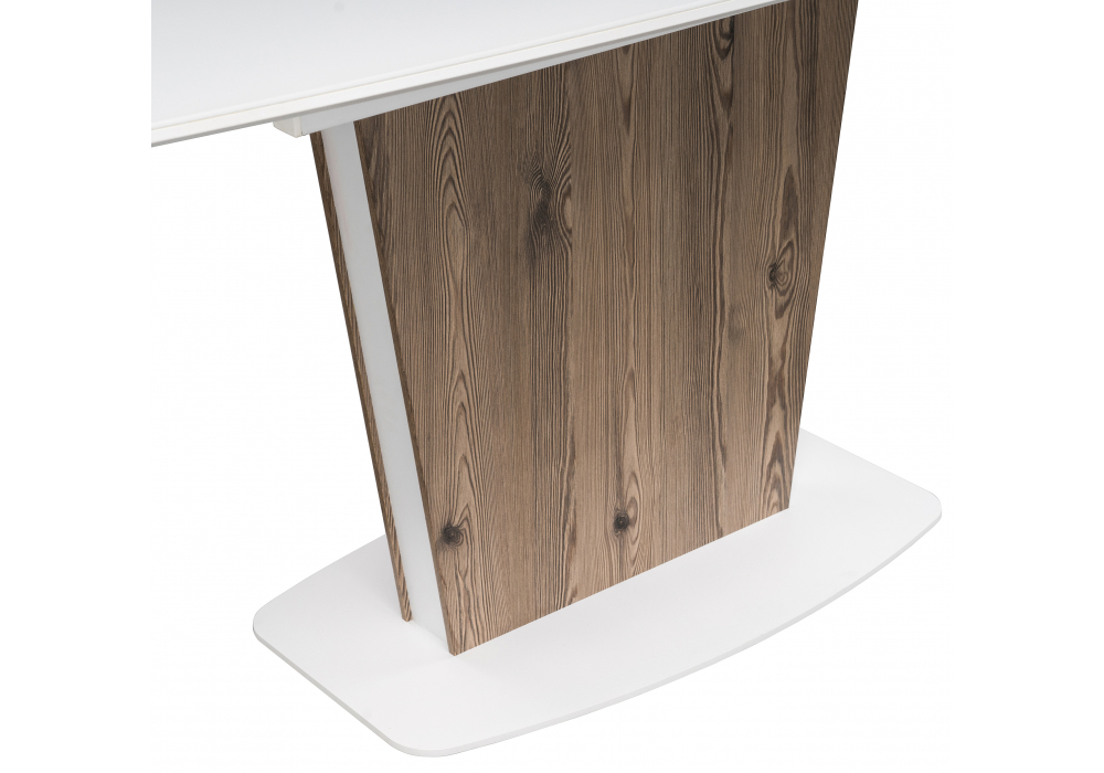 Стол стеклянный Woodville Оливер лиственница горная, белый