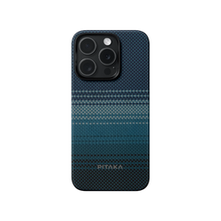 Чехол Pitaka Fusion Weaving MagEZ Case 4 для iPhone 15 Pro Moonrise (чёрный/синий)