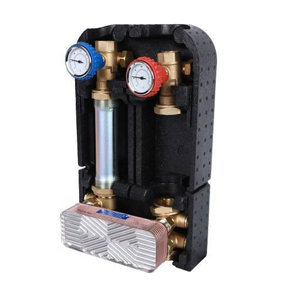 Насосная группа с теплообменником STOUT SDG-0038 - Ду25 (34 пластины, без насоса)