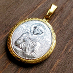 Нательная именная икона святой Глеб с позолотой кулон медальон с молитвой