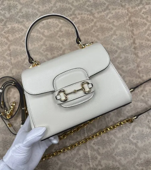 Женская мини-сумка Gucci Horsebit 1955 белый