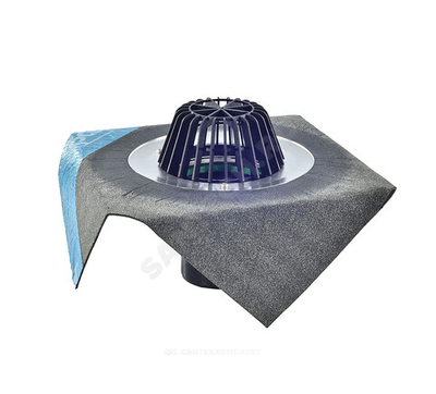 Воронка кровельная HL62H с вертикальным выпуском PP Дн 110 с листвоуловителем, теплоизоляцией, гидроизоляционным полимербитумным полотном 500мм HL HL62H/1