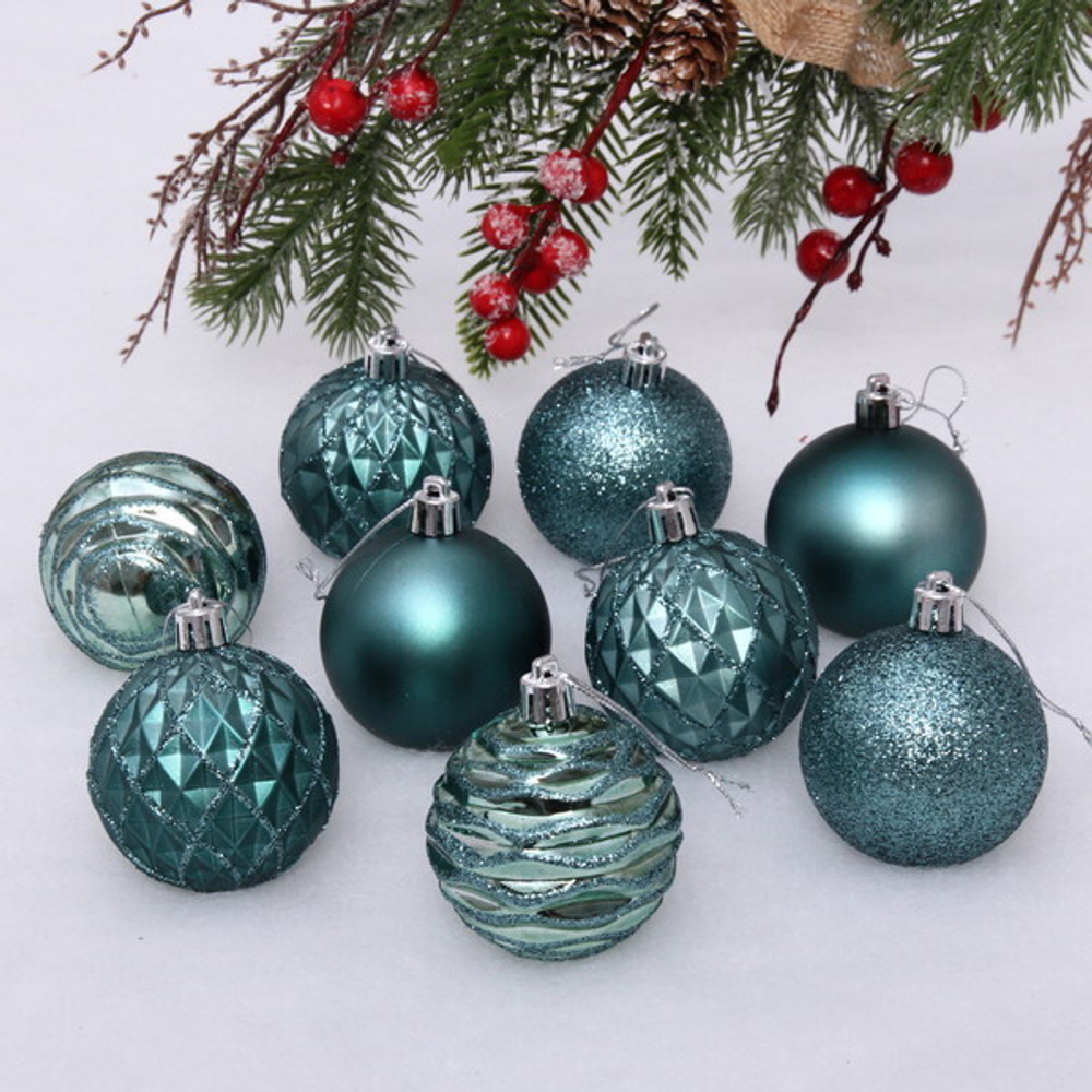 Набор шаров «Diamond shine» 6 см (9 предметов), бирюза