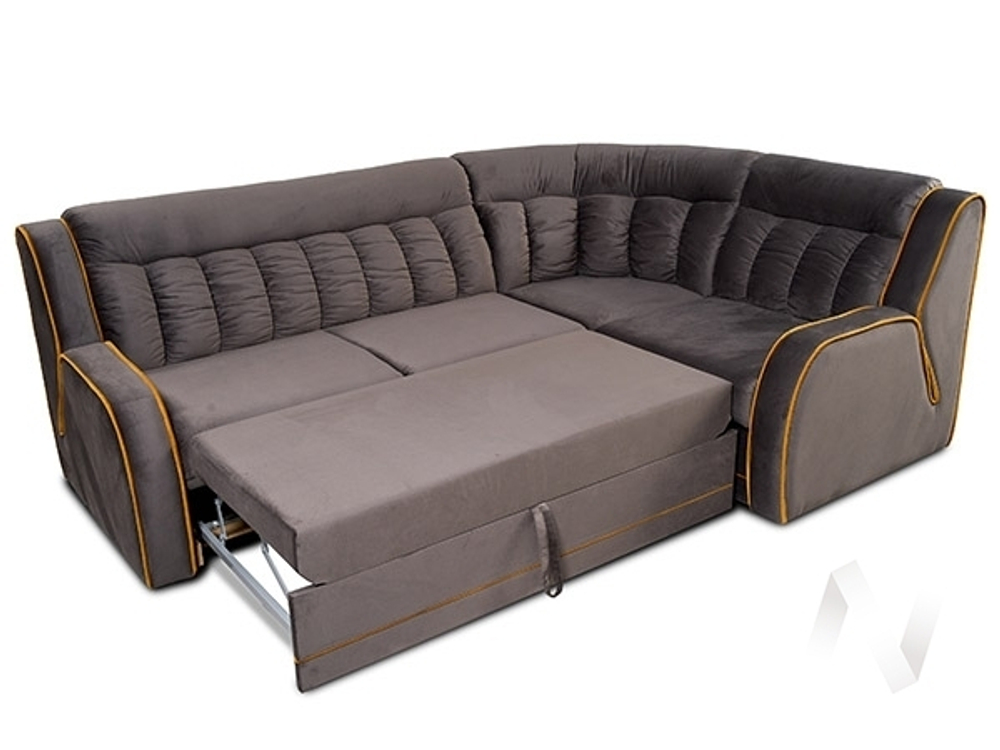 Диван угловой Блистер 2 (ДУ) GROUND 06 (песочно-серый) GROUND 14 (темно-желтый)