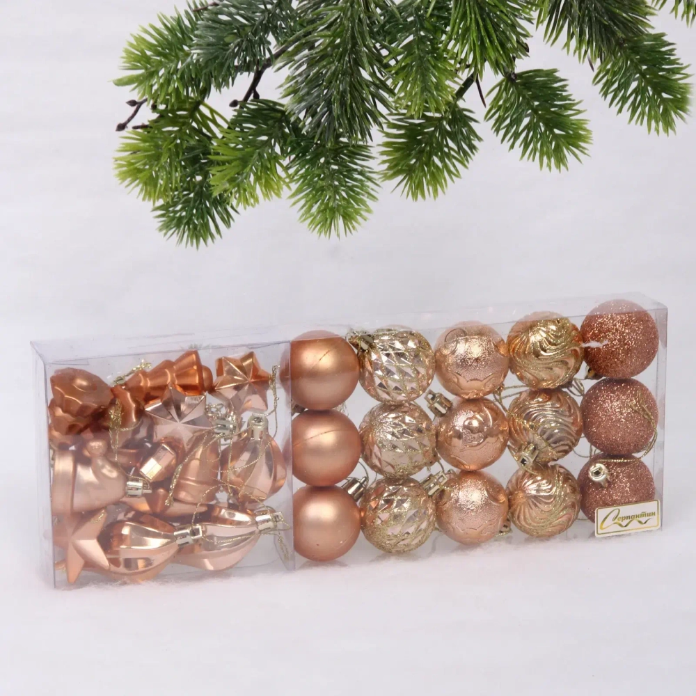 Набор ёлочных украшений «Elegant shine» 4 см (30 предмета), Шампань
