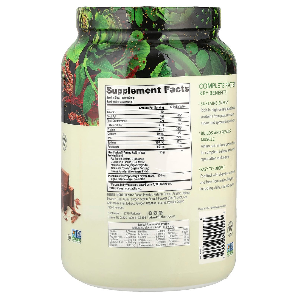 PlantFusion, Complete Protein, насыщенный шоколад, 900 г (2 фунта)