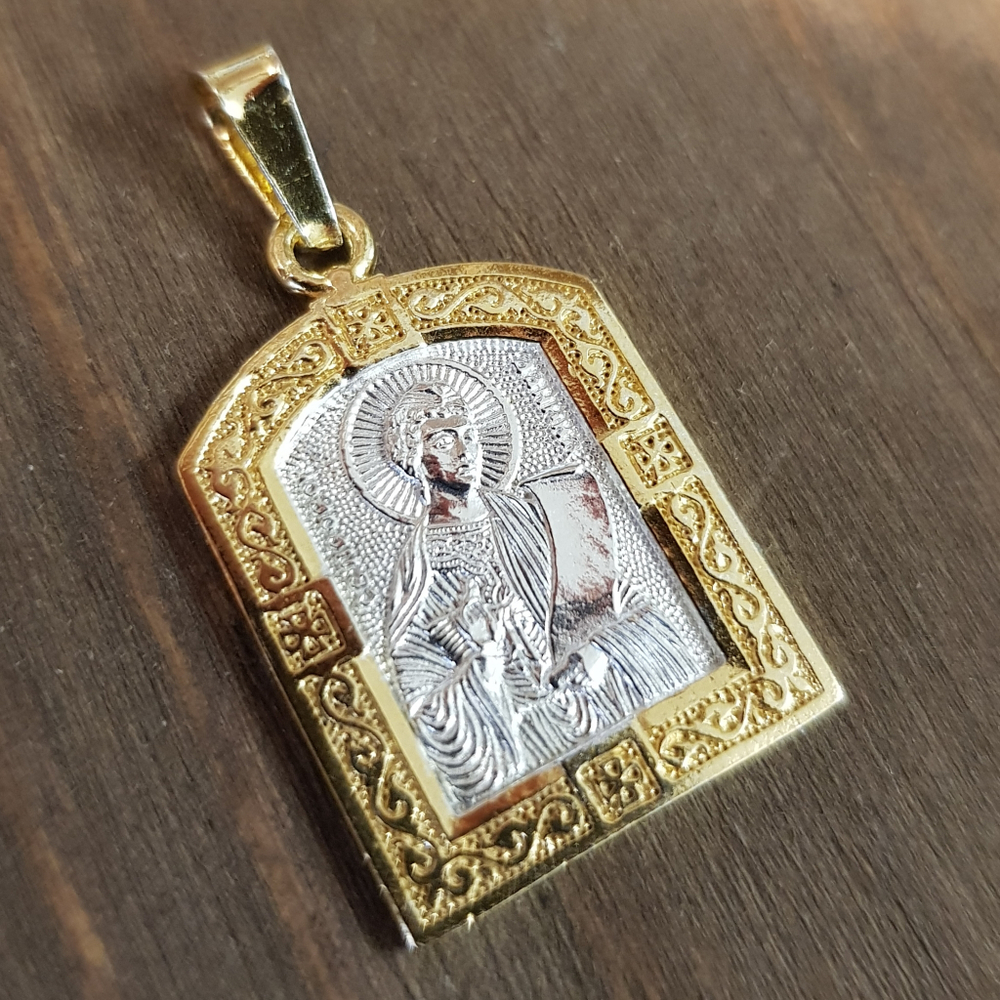 Нательная именная икона святой Даниил с позолотой кулон медальон с молитвой