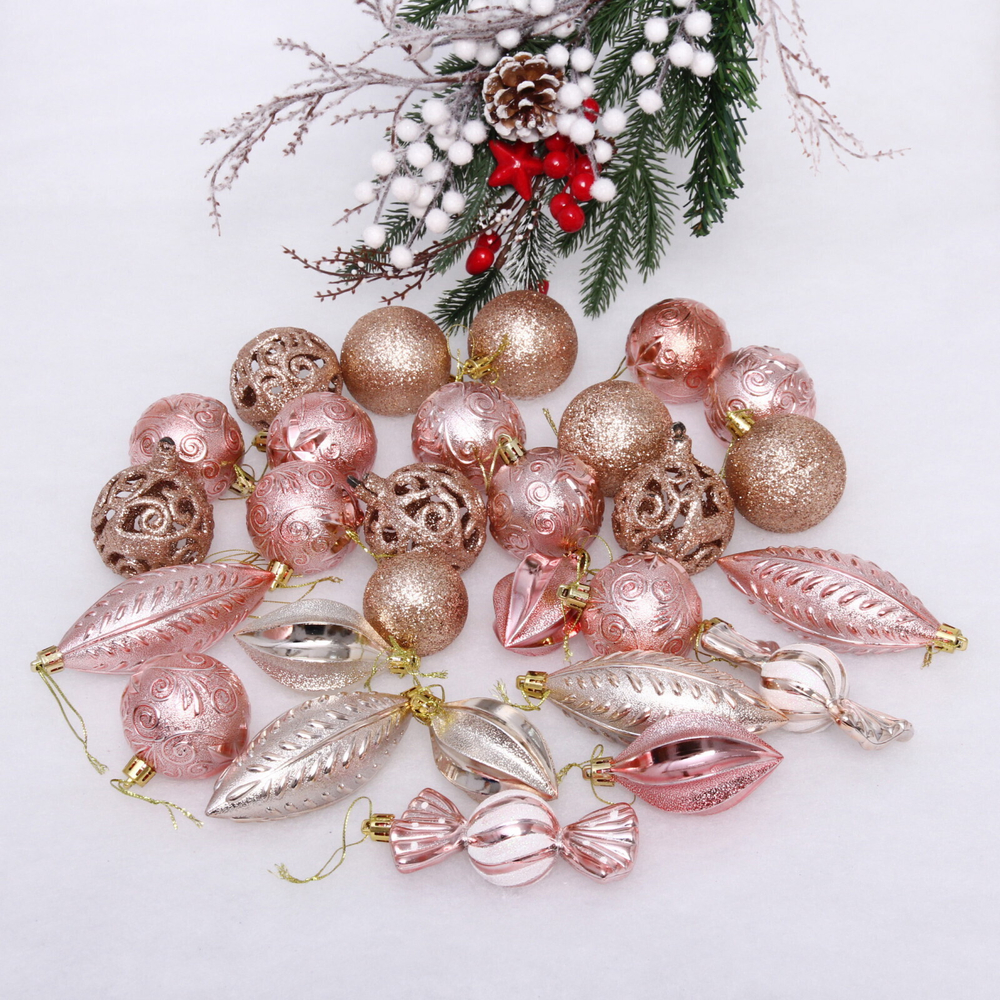 Набор украшений «Зимний вечер» (28 предметов),шампань/роз.золото