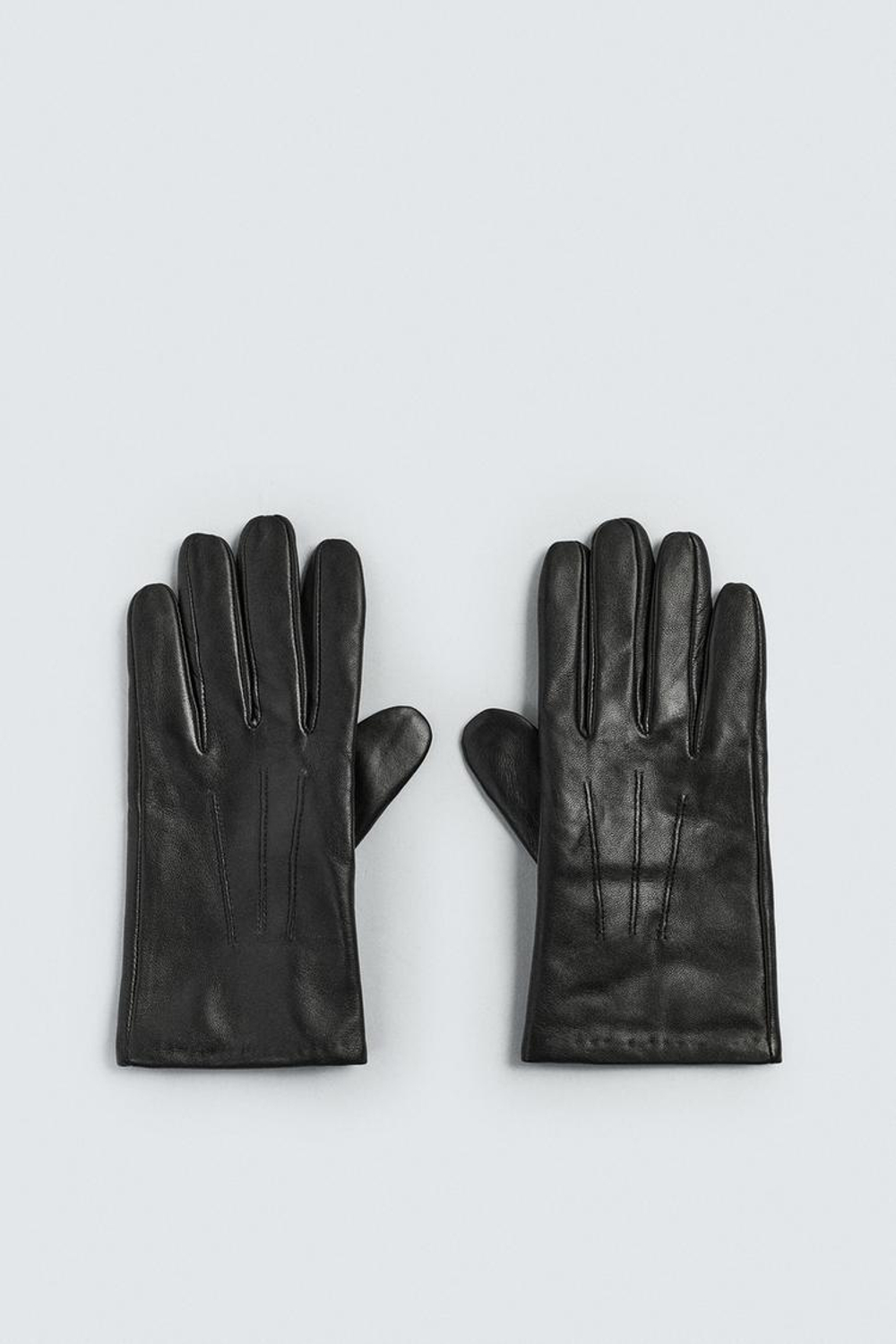 ZARA БАЗОВЫЕ КОЖАНЫЕ ПЕРЧАТКИ, ЧЕРНЫЙ