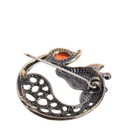 AM-2328 Брошь «Жираф» (латунь, янтарь)