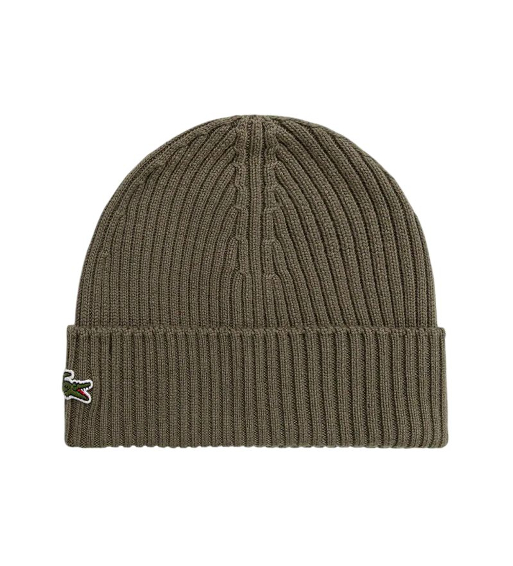 Шапка зимняя Lacoste Unisex Ribbed Wool - khaki green