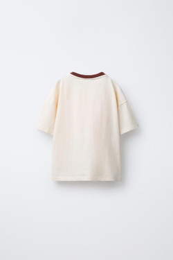 ZARA ФУТБОЛКА С ПРИНТОМ «ЯБЛОКО», ЭКРЮ