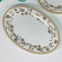 Lenardi 125-120 Овальное блюдо 35,5см.ЗОЛОТОЙ ЦВЕТОК в под.уп.(х10) Костяной фарфор