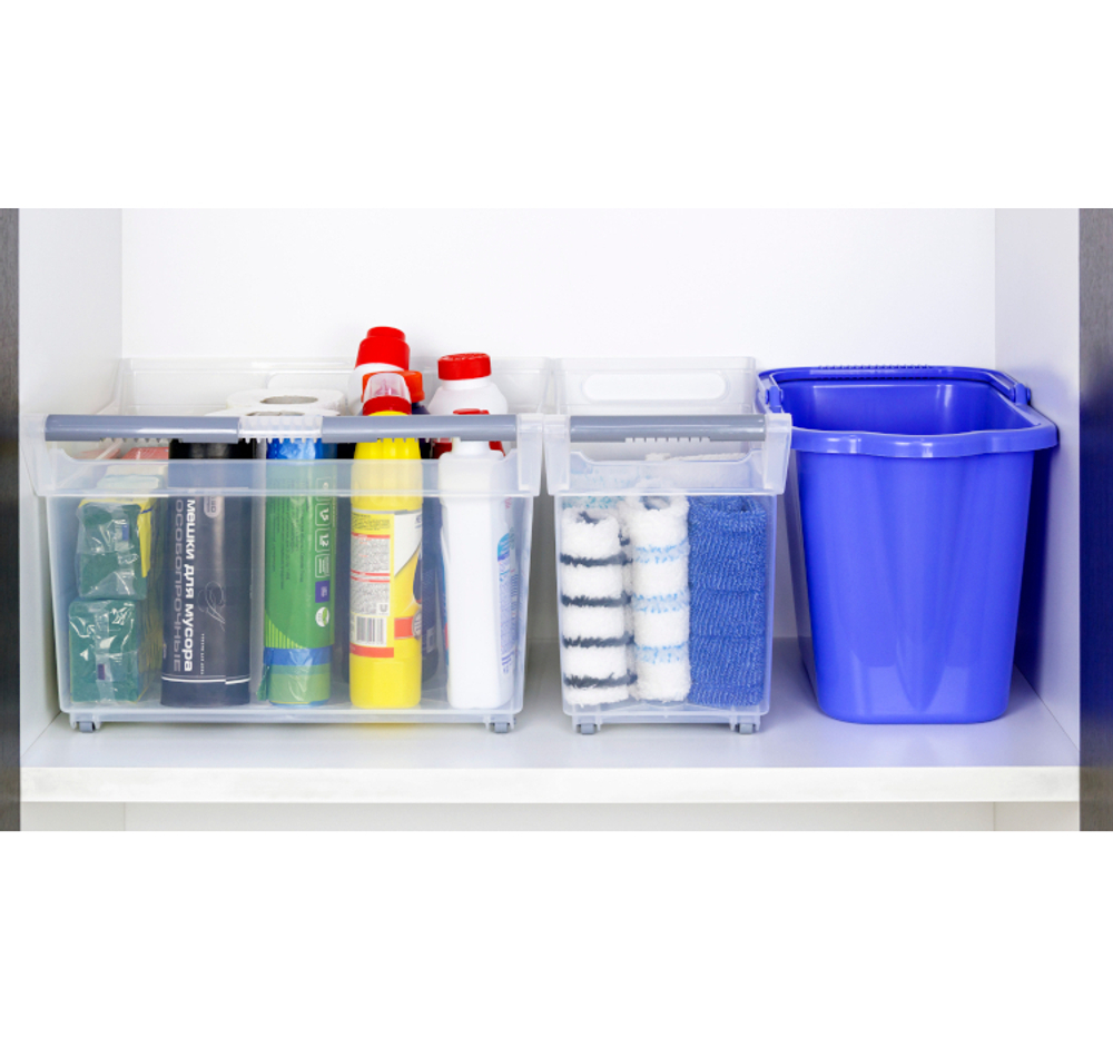 Органайзер с ручкой на колесах 10,5л Прозрачный