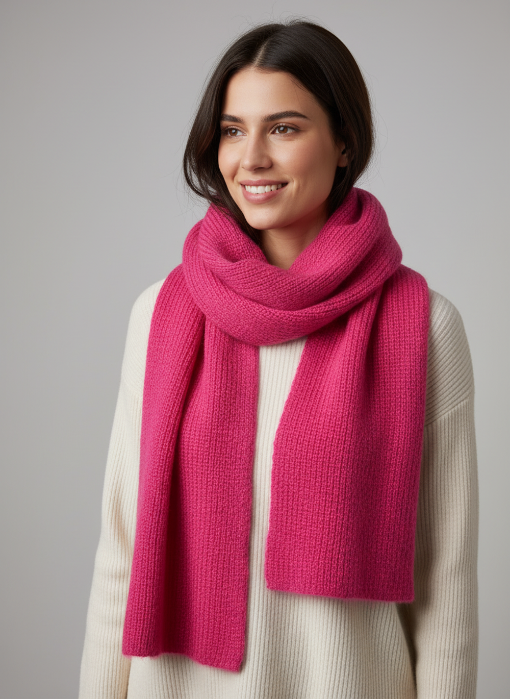 Шарф из кид мохера на шелке, фуксия