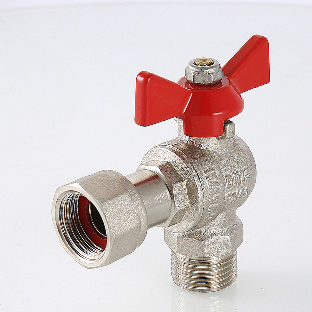 Кран шаровой Valtec BASE угловой с накидной гайкой 1" вн.-нар. (VT.267.N.0606)