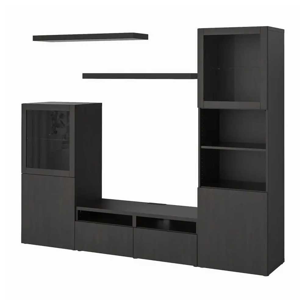 Комплект мебели д/гостиной  - IKEA BESTÅ/BESTA LACK, 193x42x240см, черный, БЕСТО ЛАКК ИКЕА