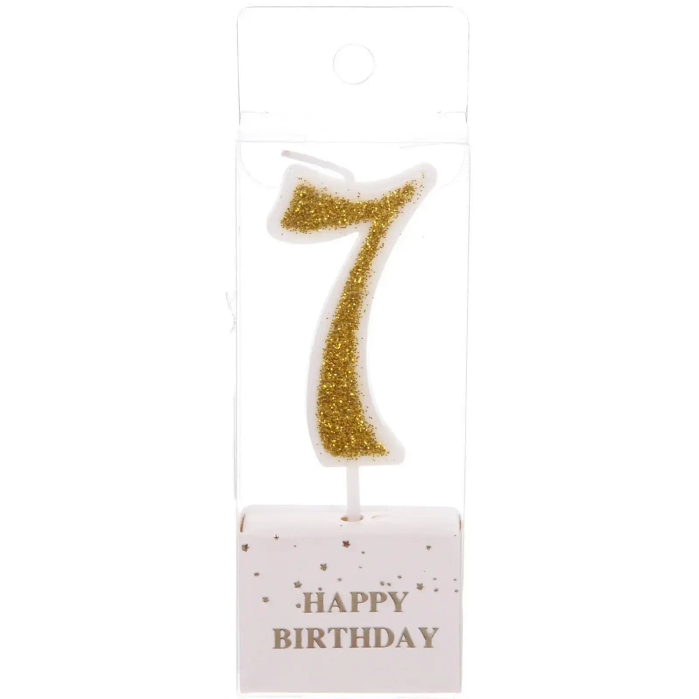 Свеча для торта Цифра Иллюзия «7» 9,5 см, золото