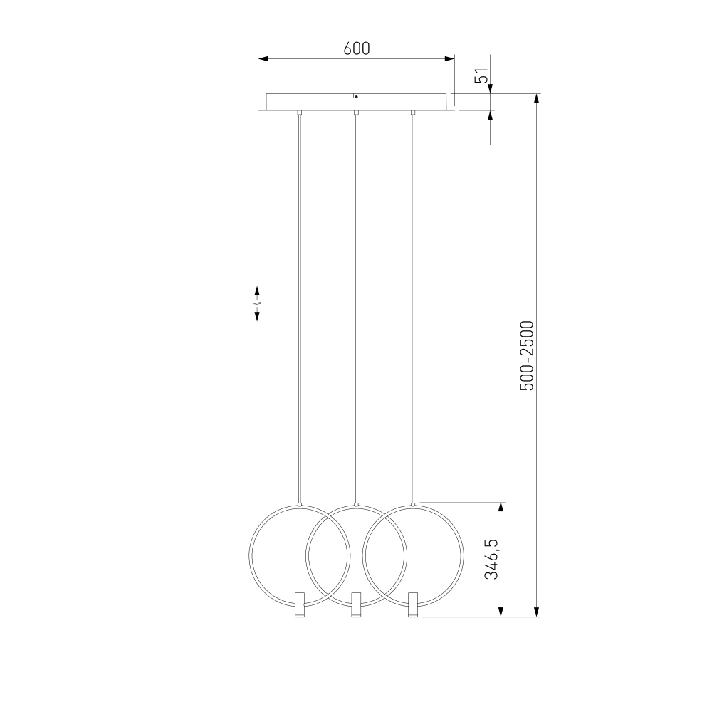 Подвесной светильник 50257/3 LED черный/ латунь