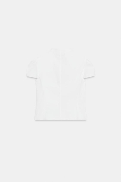ZARA РУБАШКА ИЗ ПОПЛИНА С РАЗРЕЗОМ И ЗАВЯЗКАМИ, БЕЛЫЙ