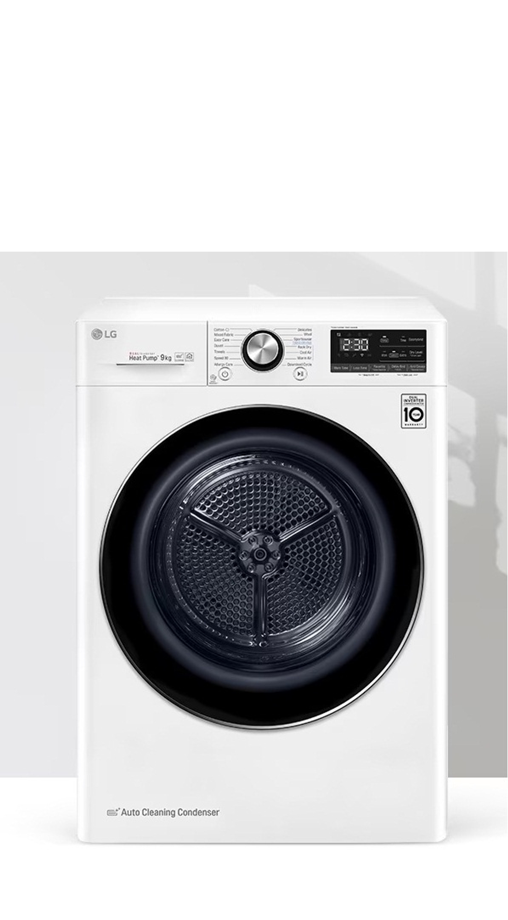 Сушильная машина LG DC90V3V6W c тепловым насосом и автоочисткой конденсатора, 9кг
