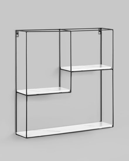 Полка Square черная белый мрамор