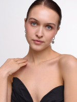 Серьги "Crystal Sun White" с перламутром Silver