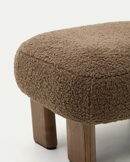 Пуф Cabana Taupe Boucle с ножками в отделке орех 65x55,4