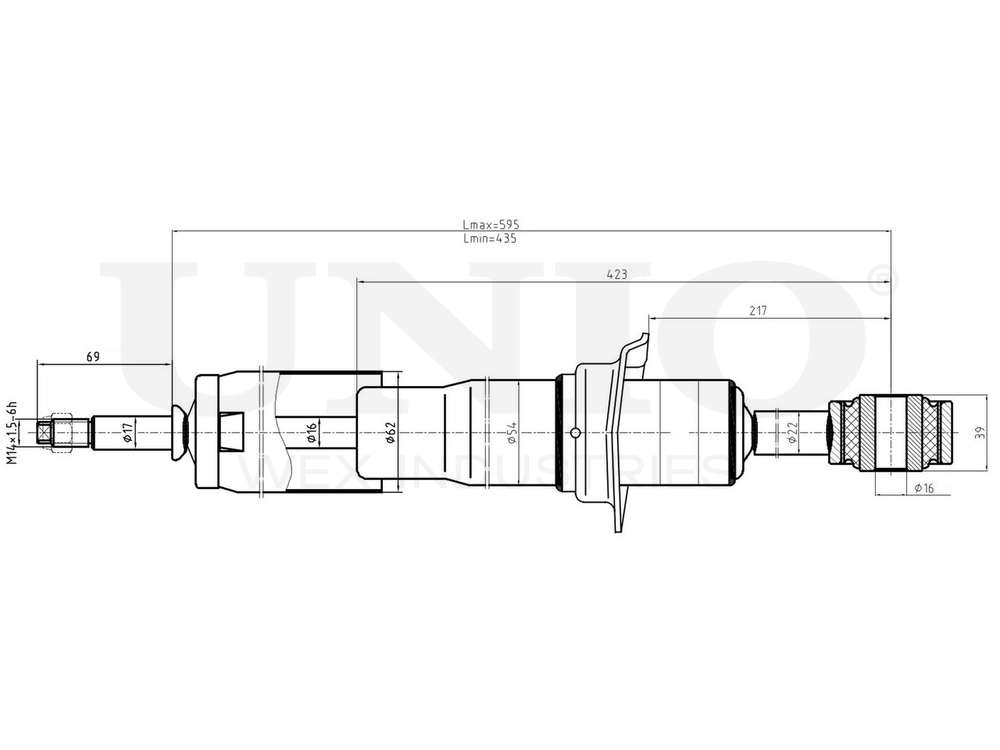 Амортизатор газовый передней подвески UNIO SAB-10683