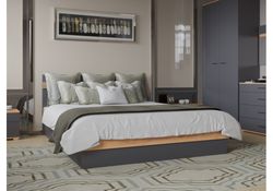 Полутораспальная кровать Кассандра 140х200 дуб крафт золотой / антрацит