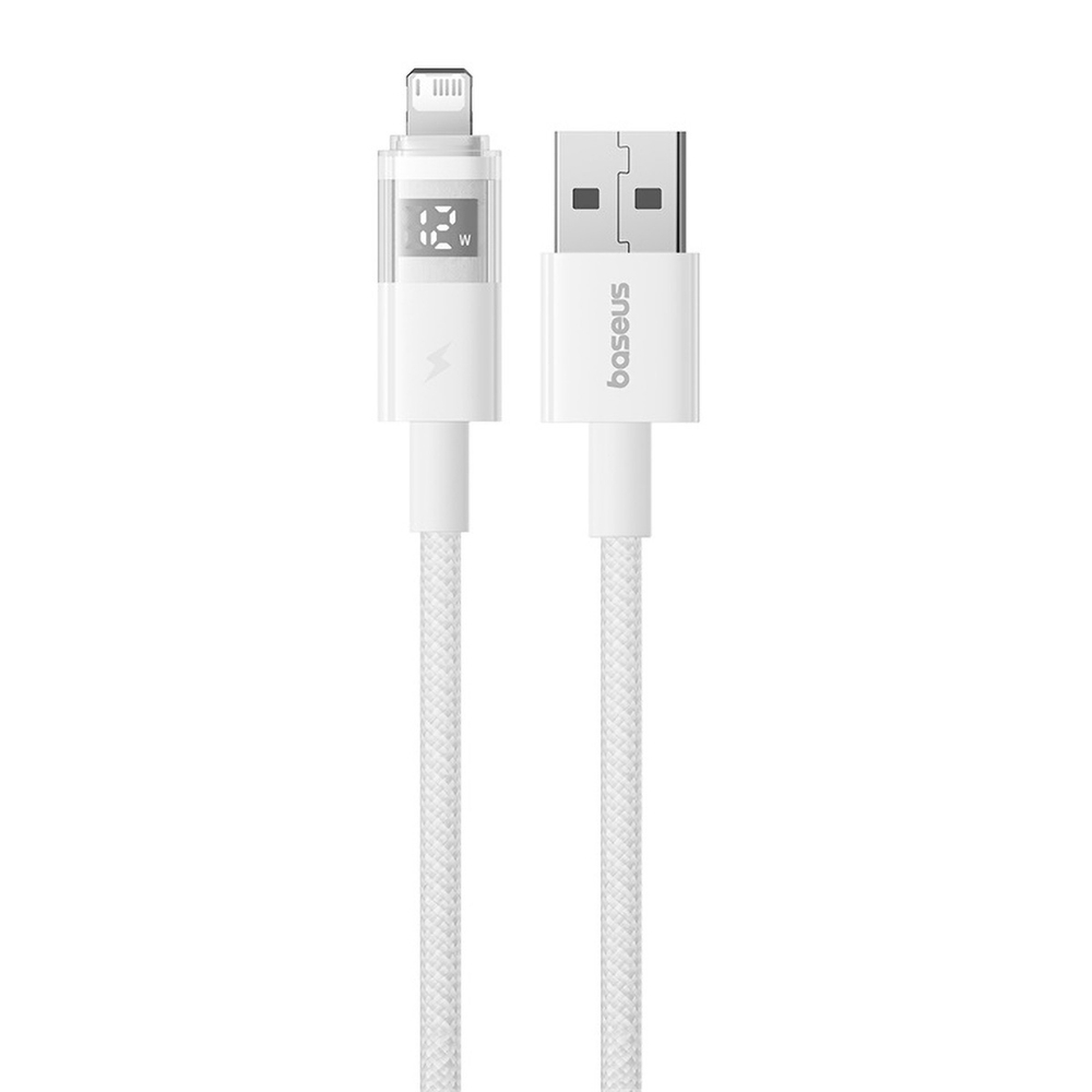 USB-A - Lightning Кабель Baseus Display 2 Charging+Data 2.4A 1-2m - Moon White