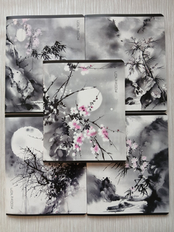 Тетрадь 48 листа А5+. "Сакура", общая, линия. Формат А5+ (163*203 мм). Арт.120043. С полями. Комплект 5 шт.