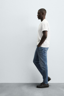 ZARA ДЖИНСЫ SLIM FIT БАЗОВЫЕ, ВЫЦВЕТШИЙ СИНИЙ