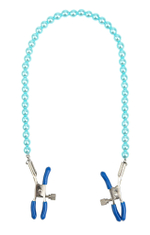 Зажимы на соски с голубыми бусами (Цвет: голубой)