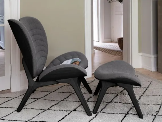 Кресло Umage A Conversation Piece Tall, дуб с синей обивкой