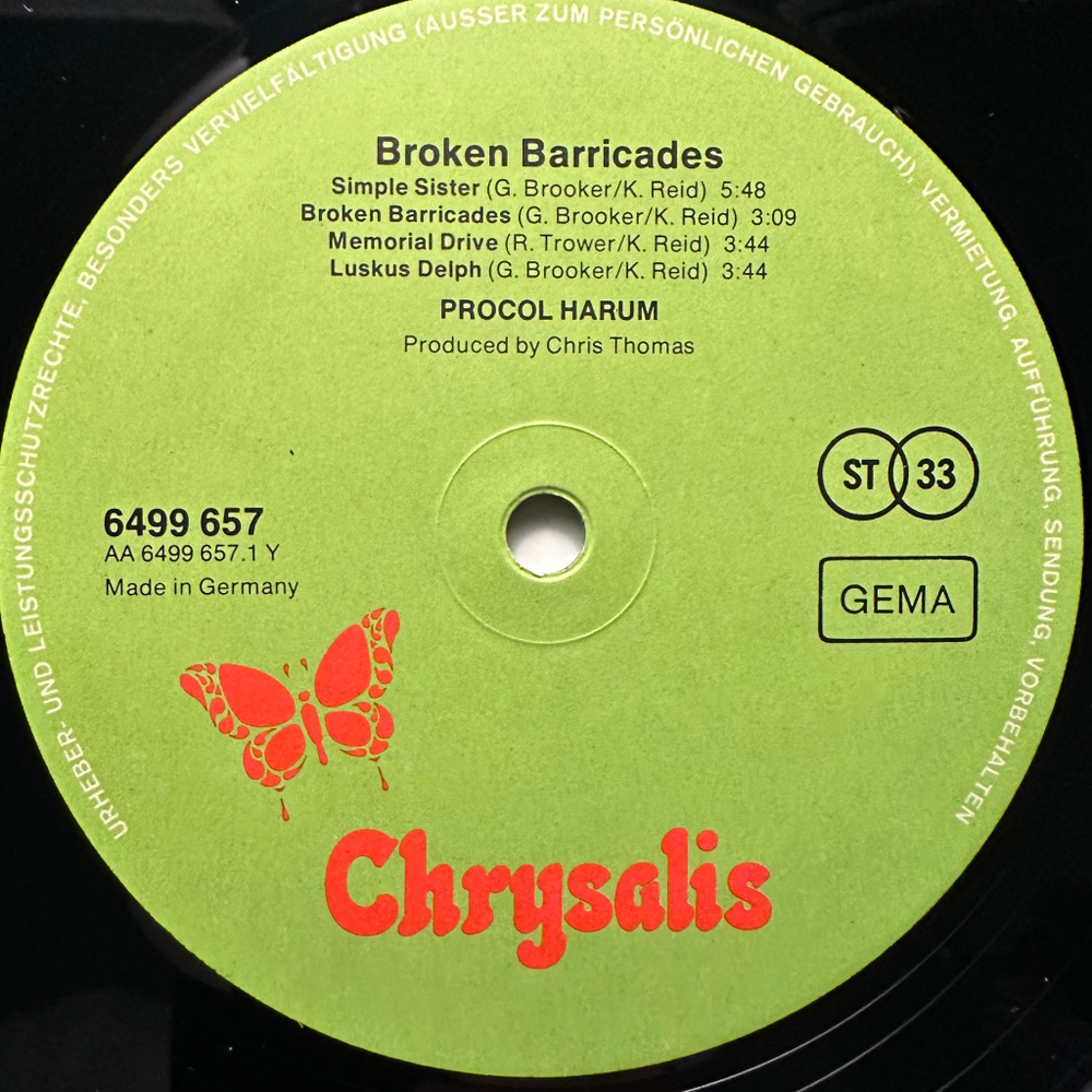 Procol Harum - Broken Barricades (Германия 1974г.)