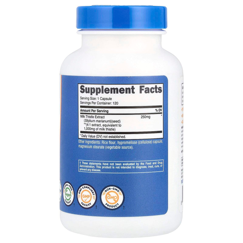 Nutricost, Расторопша, 1000 мг, 120 капсул