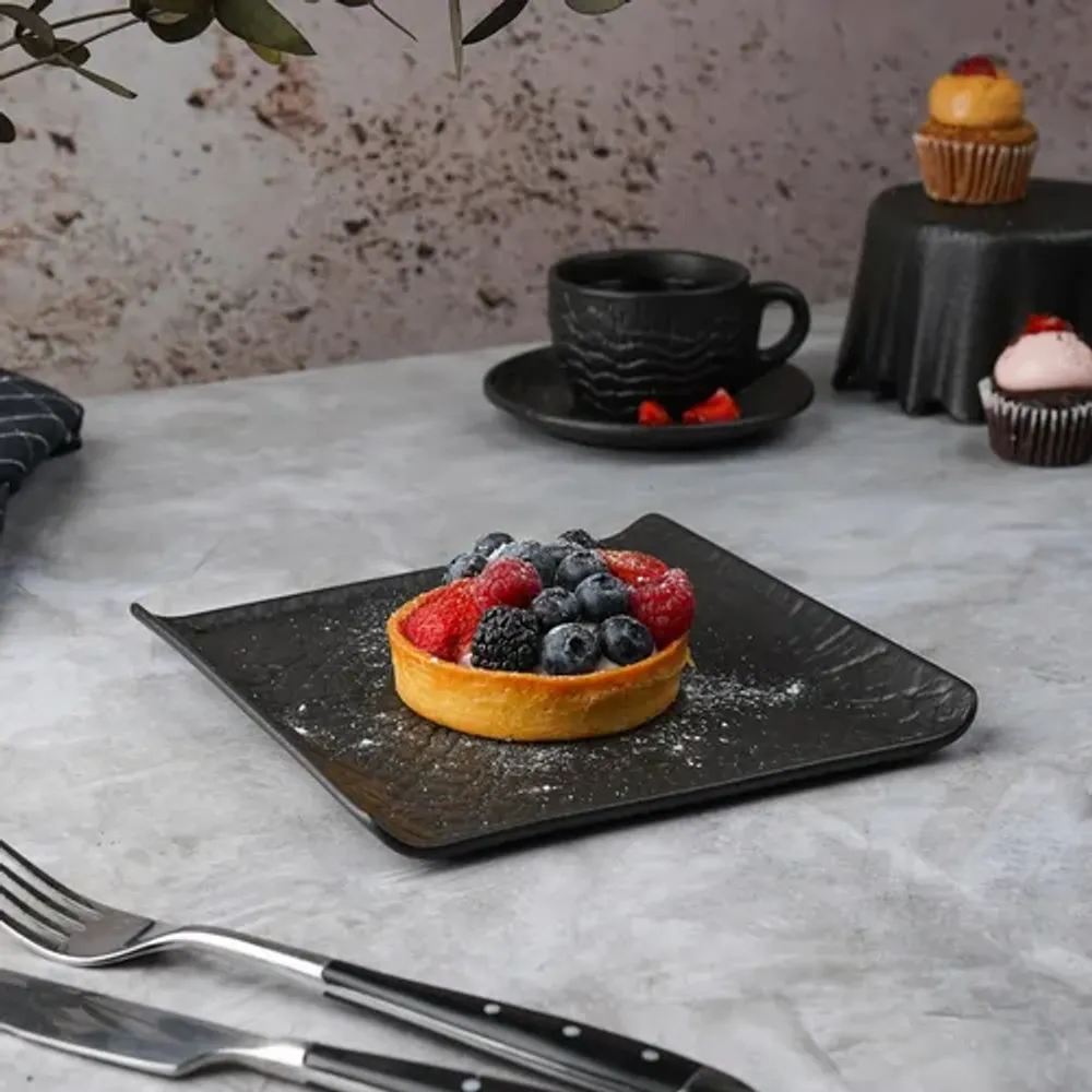 Блюдо квадратное 17,5*17,5 см с бортами Side Up2 Black Raw Wood P.L. Proff Cuisine [2]