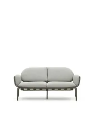 Уличный диван Joncols из серой ткани и зеленым алюминиевым каркасом 164 см