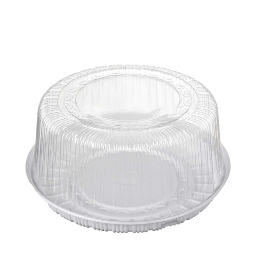 Комус Т-265К (1уп.=110шт.) Дно+Крышка контейнер прозрачный пластиковый для торта ёмкость (260*131) 2кг