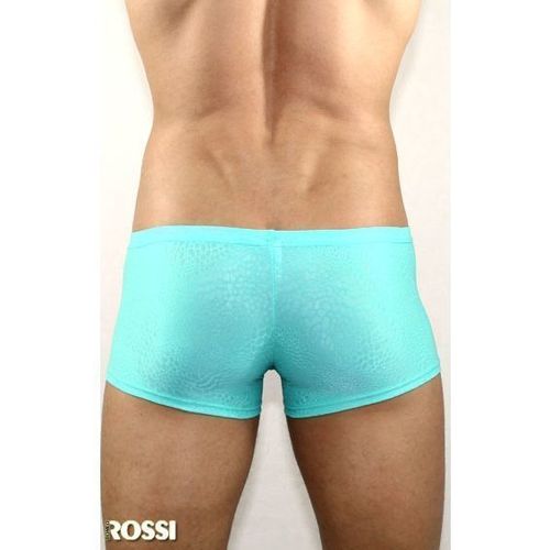 Мужские трусы боксеры бирюзовые в узорчатую сетку в виде змеиной чешуи Romeo Rossi Snake Sky Blue Boxer RR00208