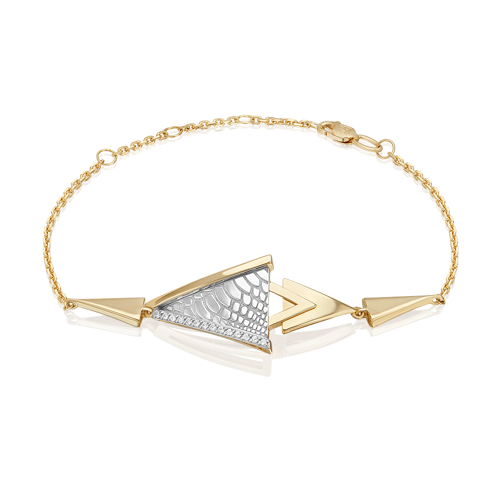 Браслет с принтом «Питон» из лимонного золота c фианитами Артикул: 05-0802-00-401-1121