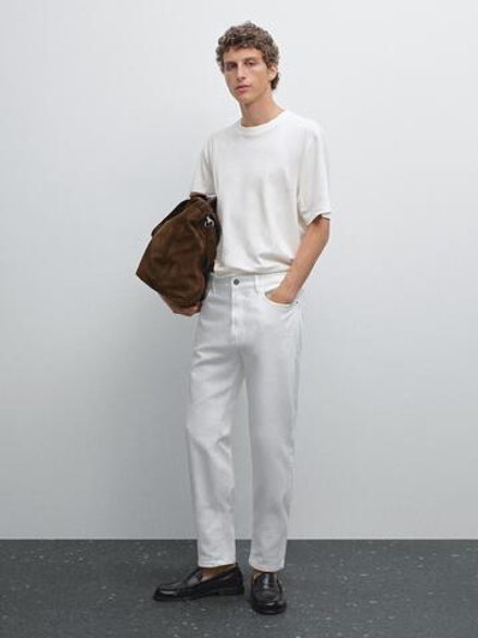 Massimo Dutti Джинсы Slim Fit, белый