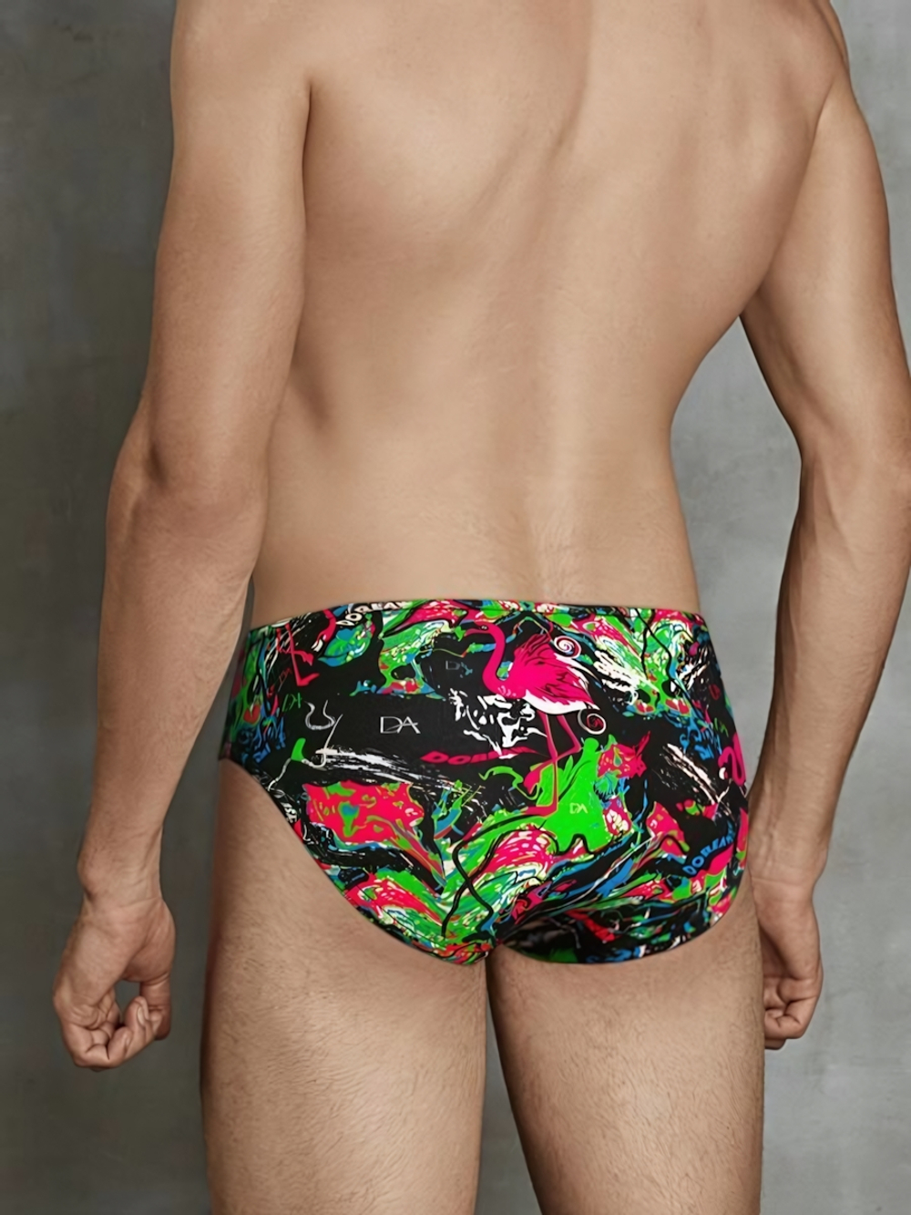 Мужские трусы-слипы с принтом Doreanse Flamingo (Размер: XL) (Цвет: черный)
