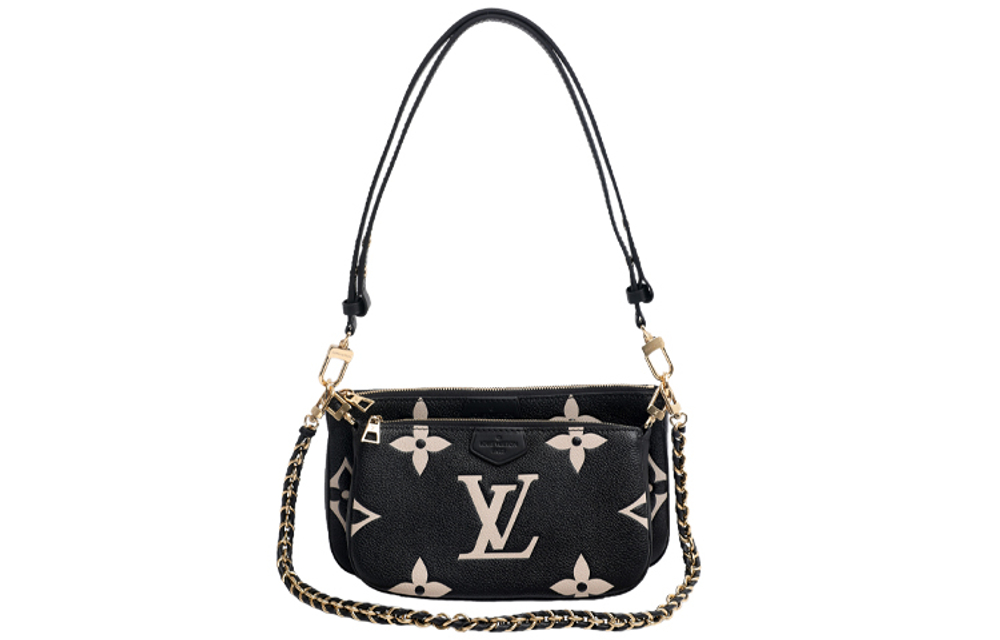 LOUIS VUITTON Multi Pochette Monogram Empreinte Bi color Black