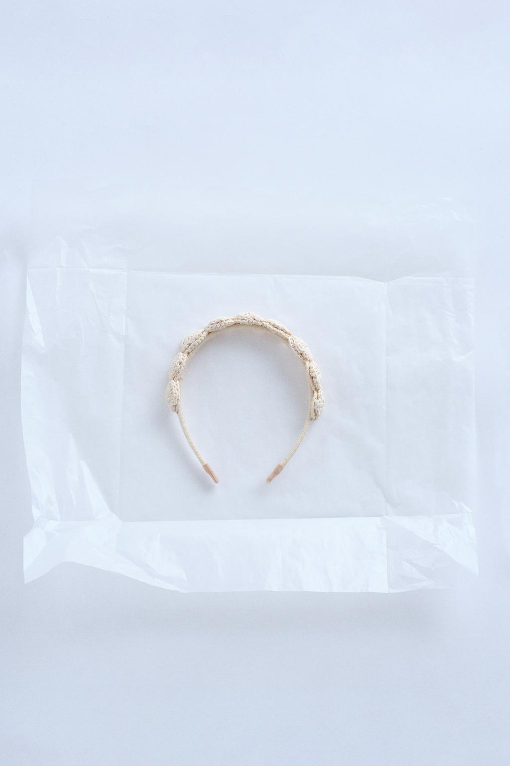 ZARA ТРИКОТАЖНЫЙ ОБОДОК ИЗ КРУЖЕВА КРОШЕ — TIMELESZ, ЭКРЮ