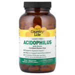 Country Life, Acidophilus, добавка с ацидофильными лактобактериями с пектином, 250 веганских капсул